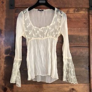 Sandro Blouse lace sleeves